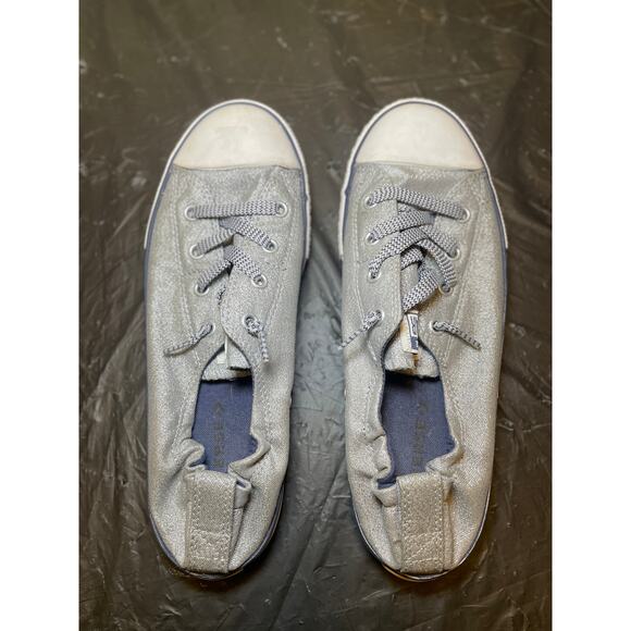 Converse All Stars Shoreline Slip-On Sneakers - Women Size 6 - Silver Metallic - Picture 1 of 5